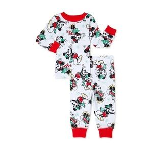 Unisex Mickey Minnie Mouse Holiday Pajamas Sz 12 mo